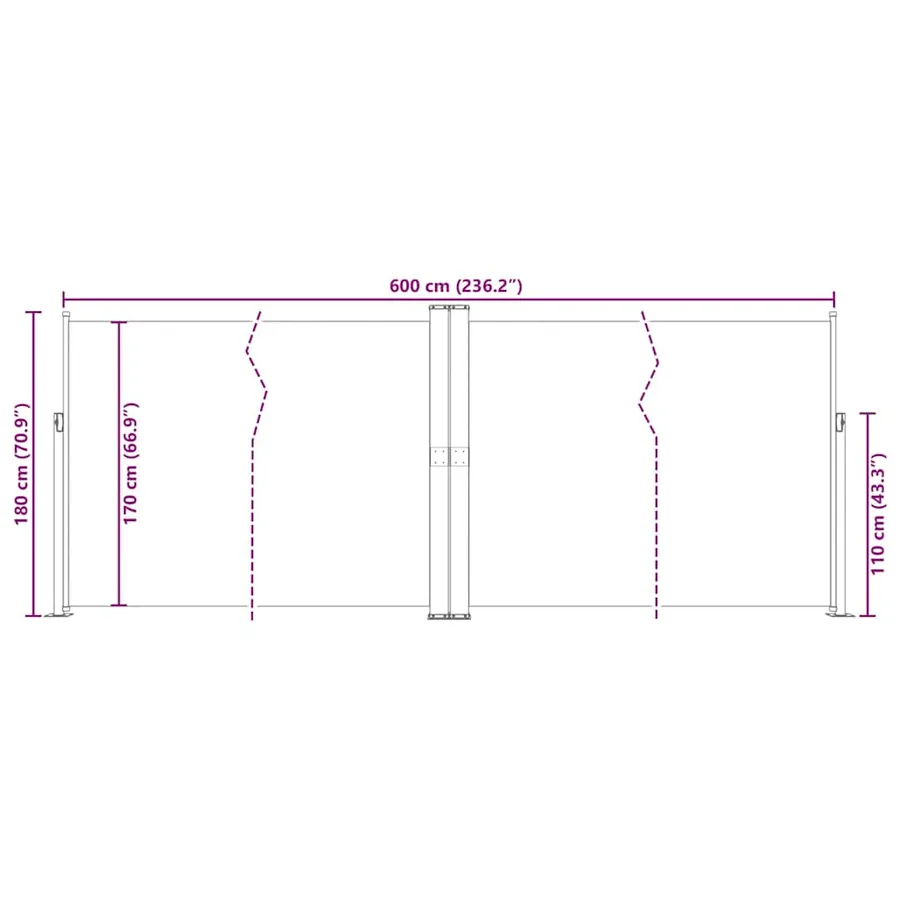 Auvent latéral rétractable Marron 180x600 cm - 9