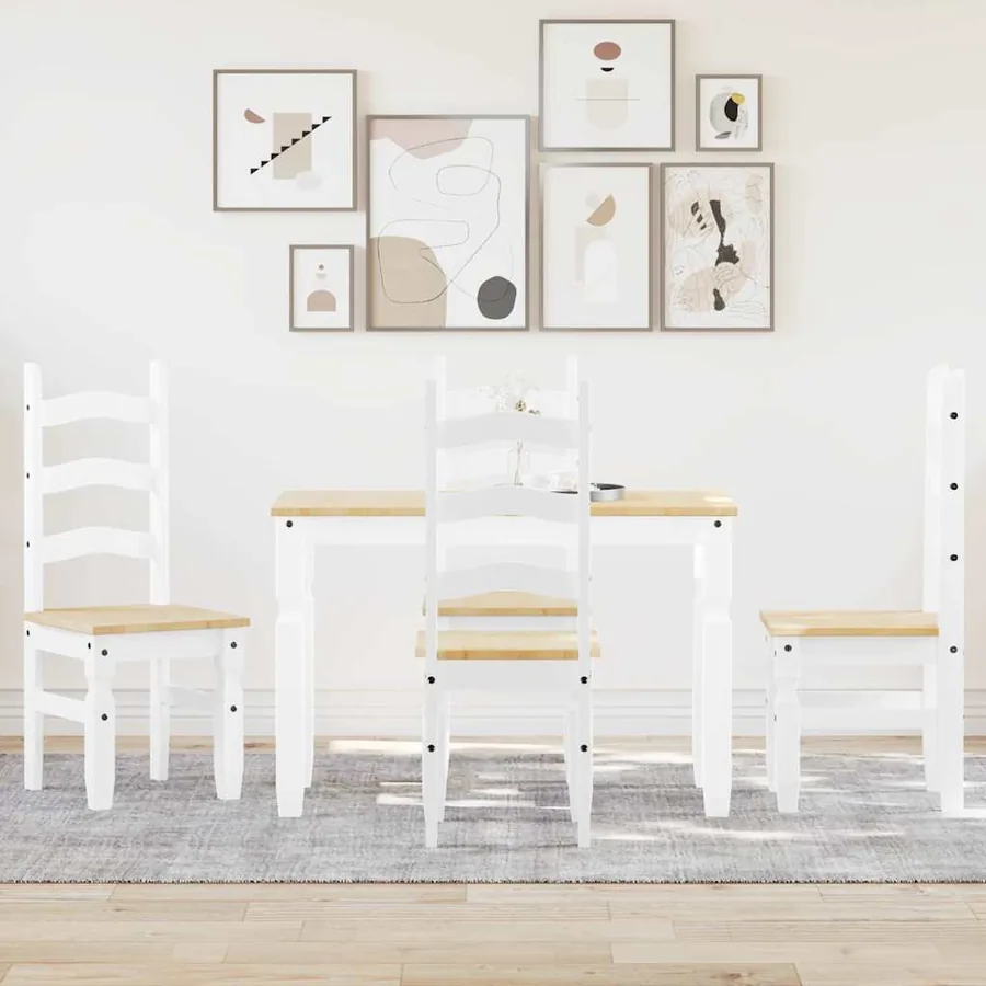 Ensemble à manger PANAMA 5 pcs blanc bois de pin massif