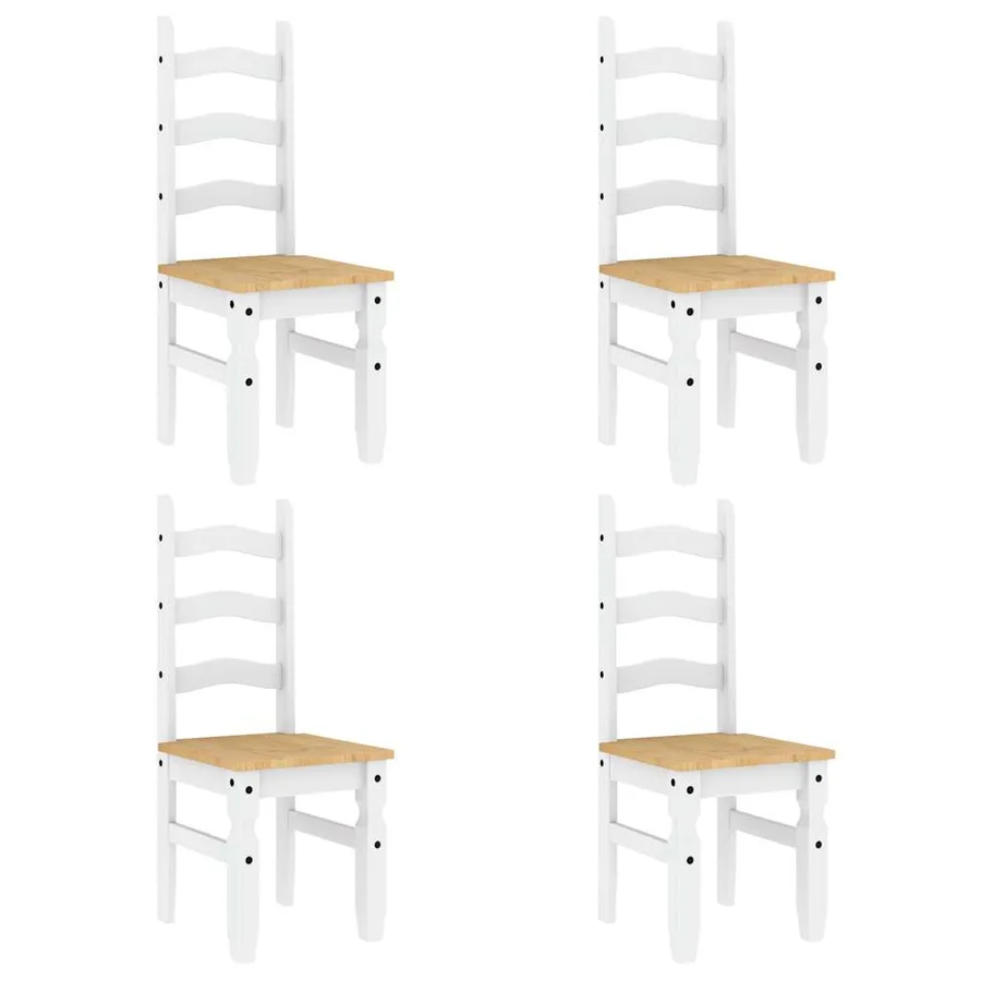 Ensemble à manger PANAMA 5 pcs blanc bois de pin massif - 4