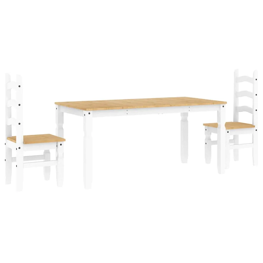 Ensemble à manger PANAMA 3 pcs blanc bois de pin massif - 2