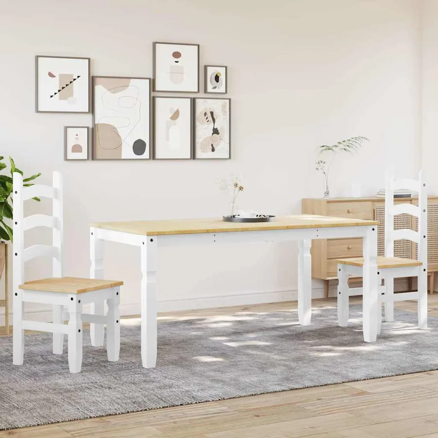 Ensemble à manger PANAMA 3 pcs blanc bois de pin massif - 3