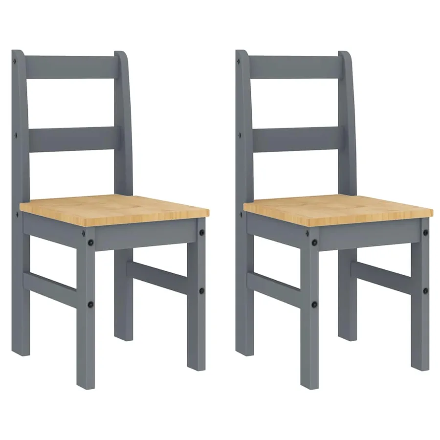 Ensemble à manger PANAMA 4 pcs gris bois de pin massif - 7