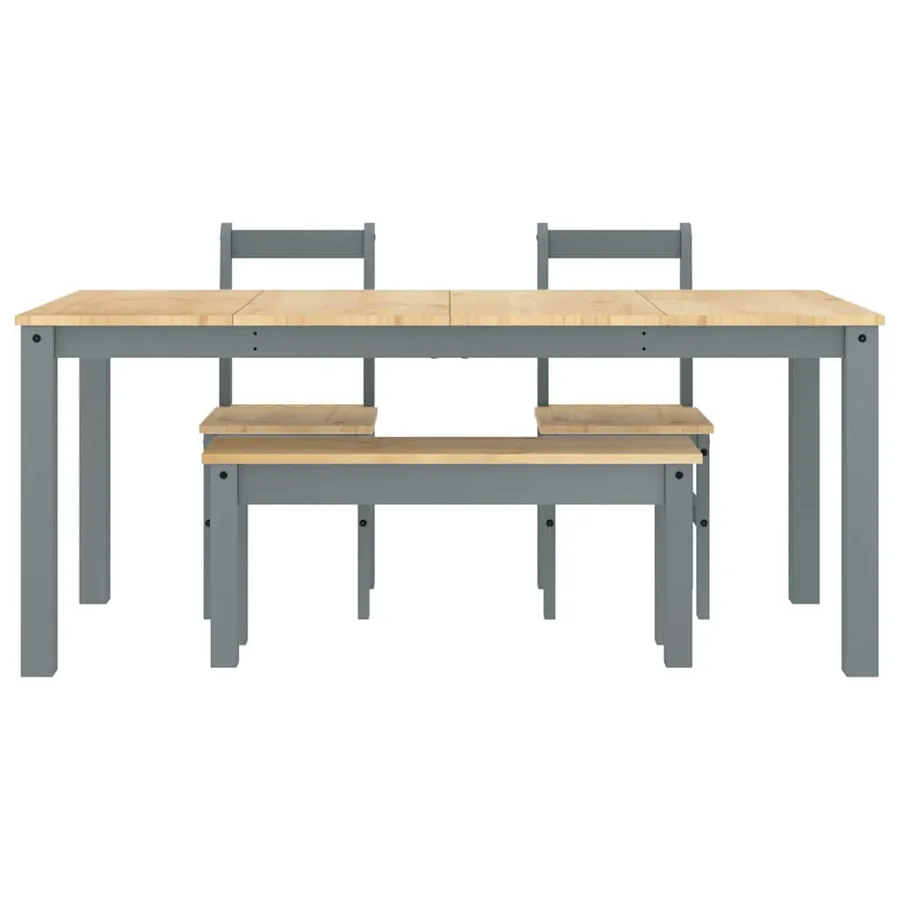 Ensemble à manger PANAMA 4 pcs gris bois de pin massif - 8