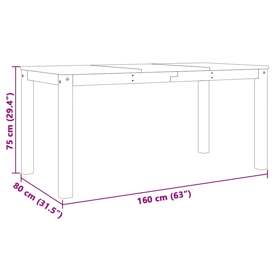 Ensemble à manger PANAMA 3 pcs bois de pin massif - 12