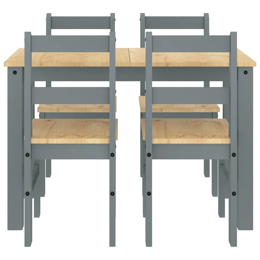 Ensemble à manger PANAMA 5 pcs gris bois de pin massif - 7