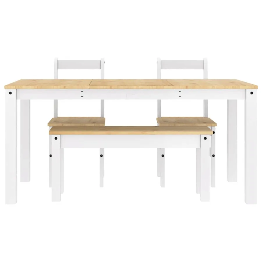 Ensemble à manger PANAMA 4 pcs blanc bois de pin massif - 8