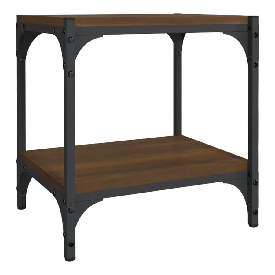 Meuble TV Chêne marron 40x33x41 cm Bois d'ingénierie et acier - 2