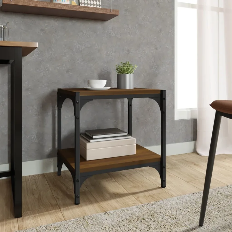 Meuble TV Chêne marron 40x33x41 cm Bois d'ingénierie et acier - 3