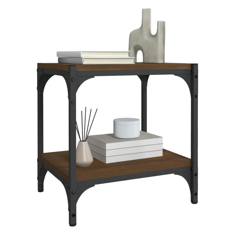 Meuble TV Chêne marron 40x33x41 cm Bois d'ingénierie et acier - 6