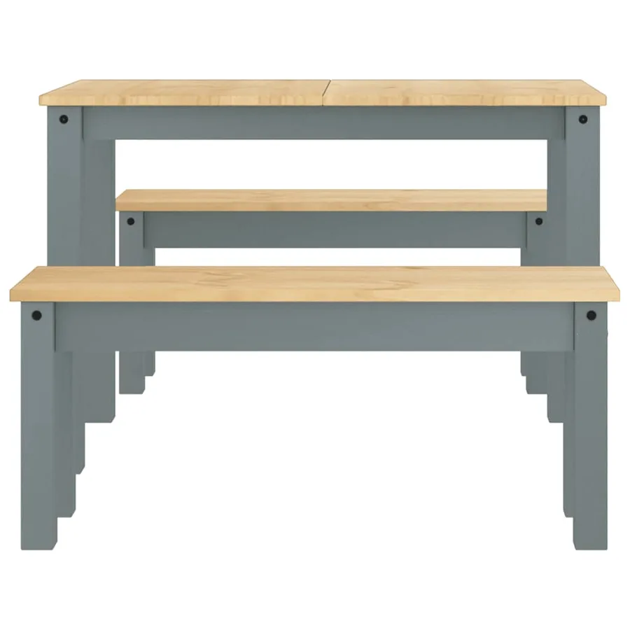 Ensemble à manger PANAMA 3 pcs gris bois de pin massif - 7