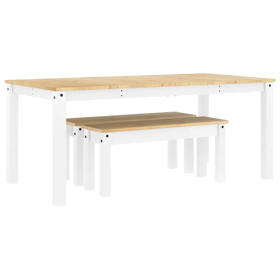 Ensemble à manger PANAMA 3 pcs blanc bois de pin massif - 2