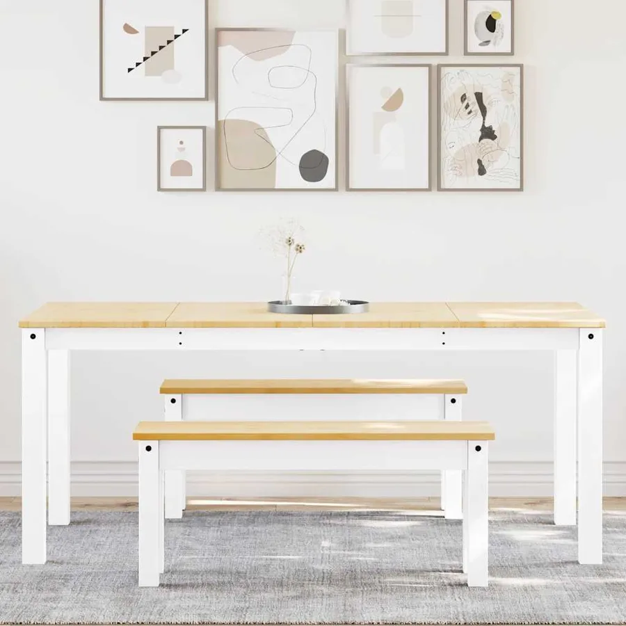 Ensemble à manger PANAMA 3 pcs blanc bois de pin massif - 3