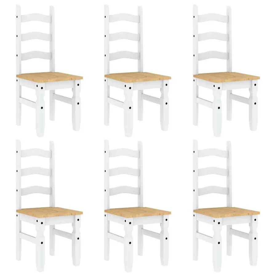 Ensemble à manger PANAMA 7 pcs blanc bois de pin massif - 4