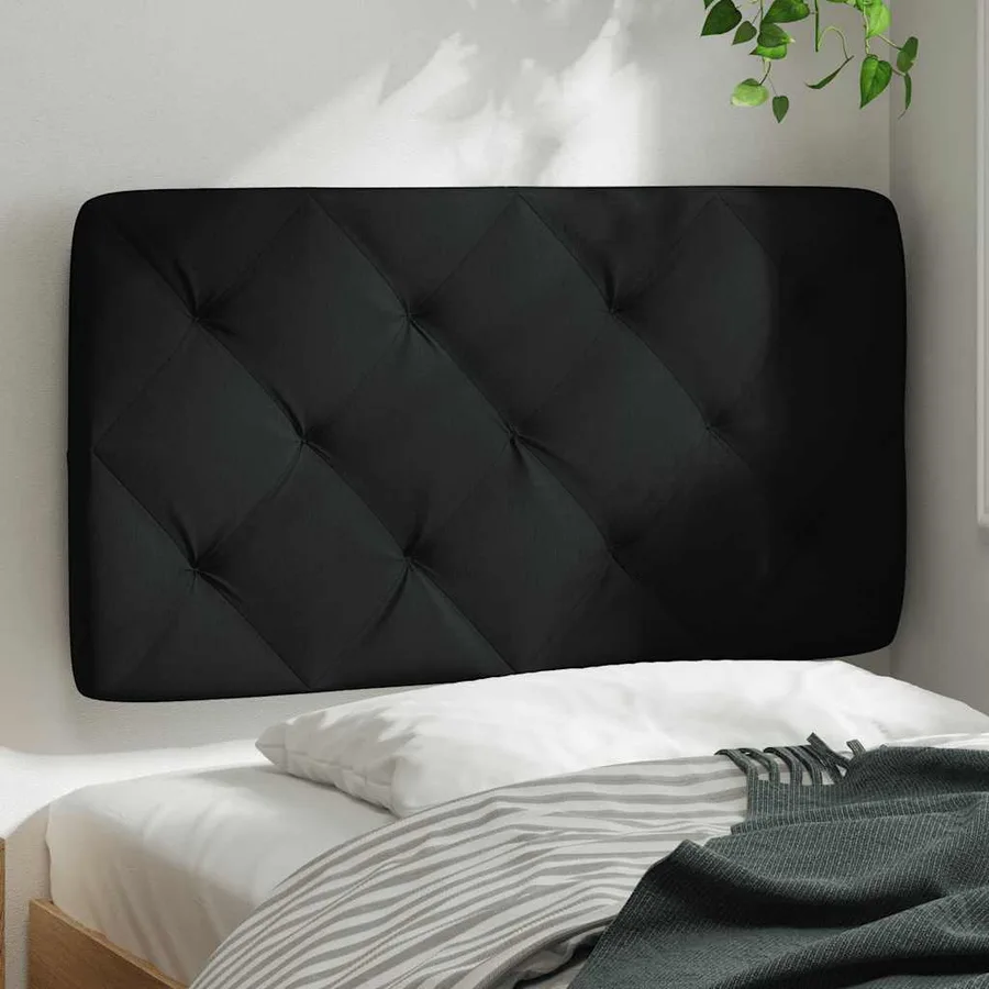 Coussin de tête de lit noir 90 cm tissu - 3