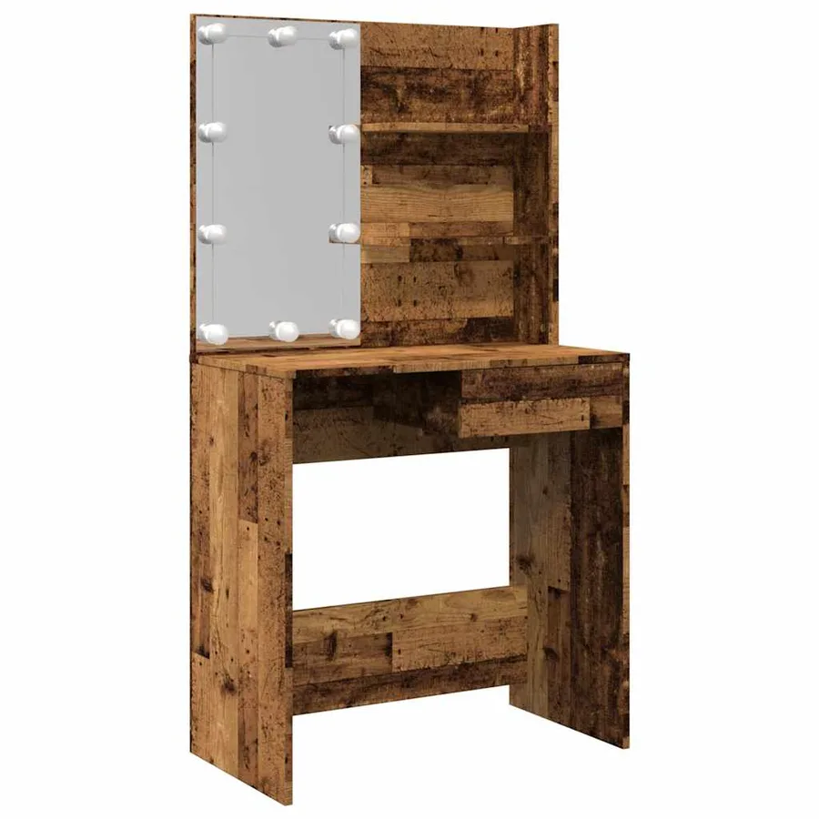 Coiffeuse avec LED vieux bois 74,5x40x141 cm - 2