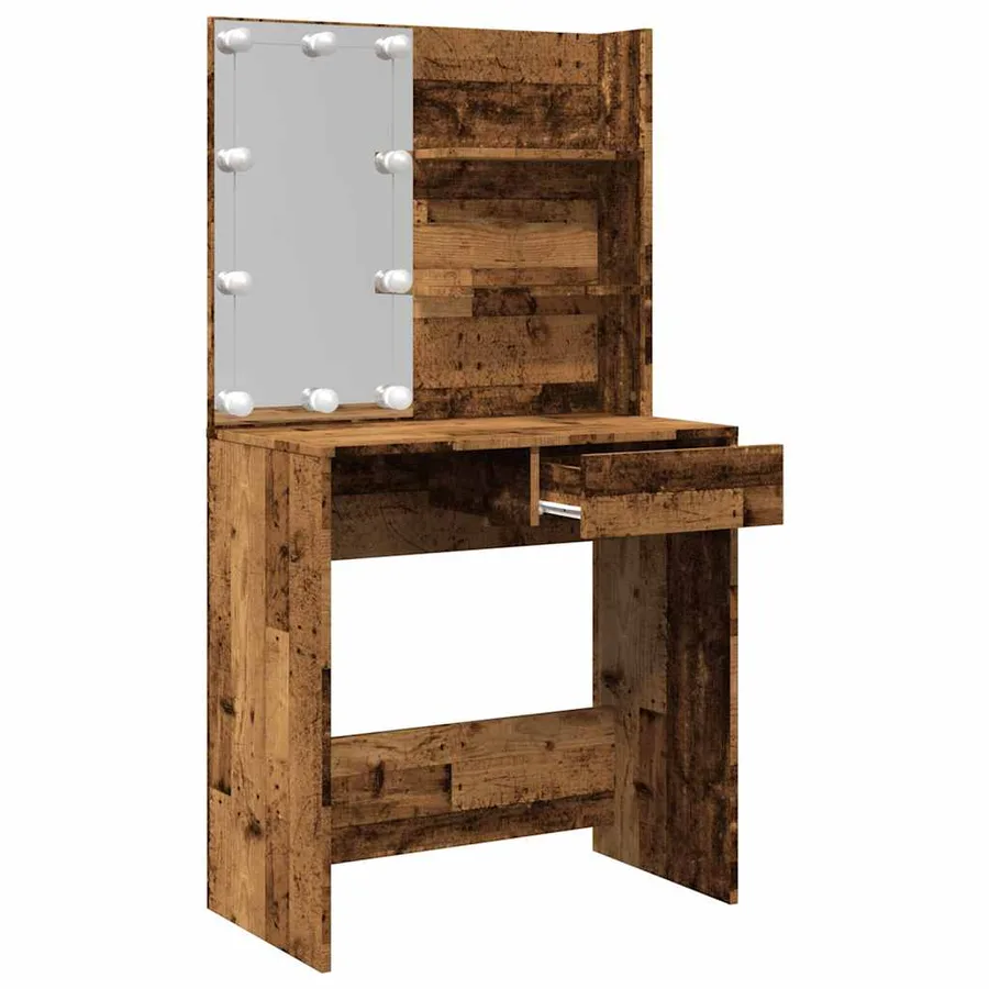 Coiffeuse avec LED vieux bois 74,5x40x141 cm - 9