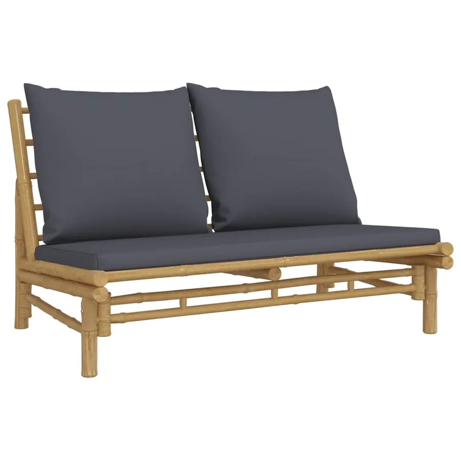 Salon de jardin 2 pcs avec coussins gris foncé bambou - 5