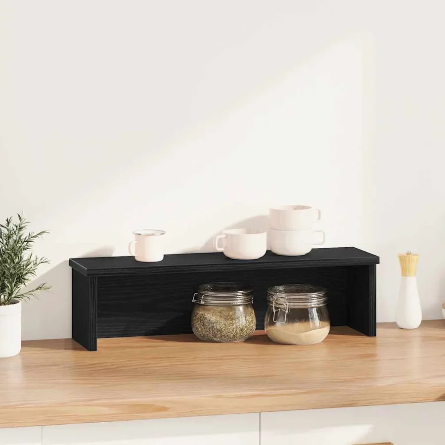 Étagère de cuisine empilable noir 60x15x16 cm bois d'ingénierie - 2