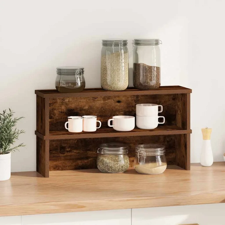 Étagères de cuisine empilables 2 pcs chêne fumé 60x15x16 cm - 2