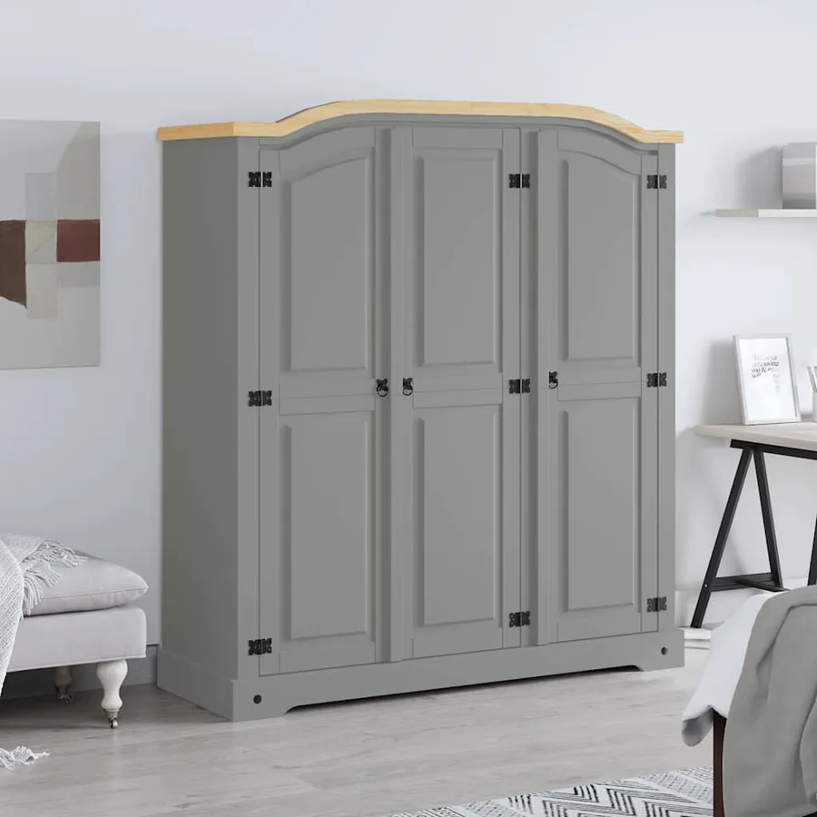 Garde-robe avec 3 portes Gamme Corona pin mexicain Gris - 2