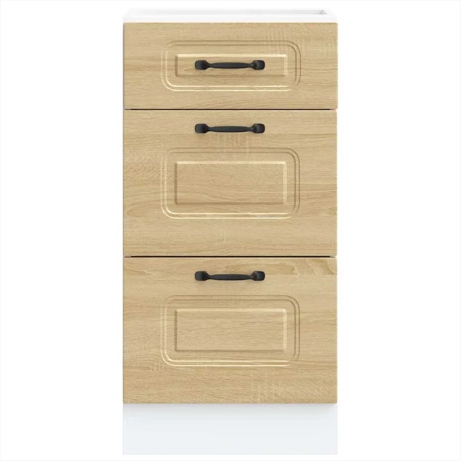 Meuble bas de cuisine « Kalmar » Bois d'ingénierie blanc brillant - 4