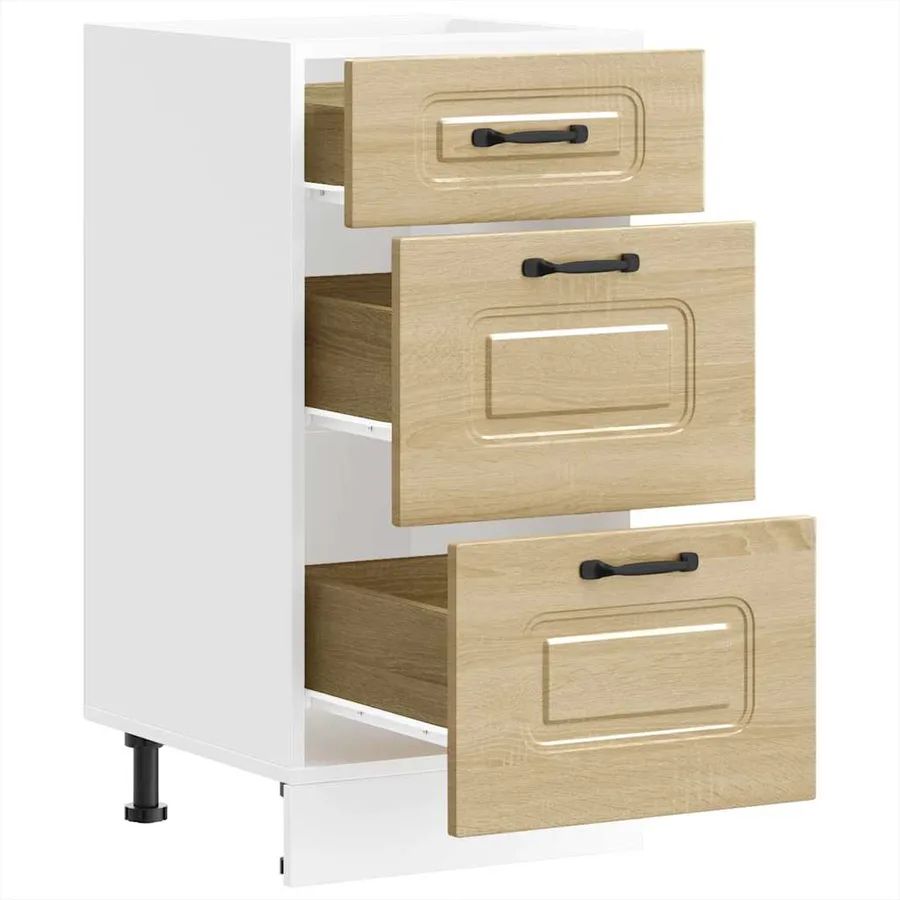 Meuble bas de cuisine « Kalmar » Bois d'ingénierie blanc brillant - 5