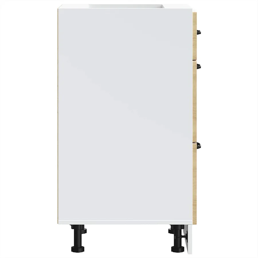 Meuble bas de cuisine « Kalmar » Bois d'ingénierie blanc brillant - 6