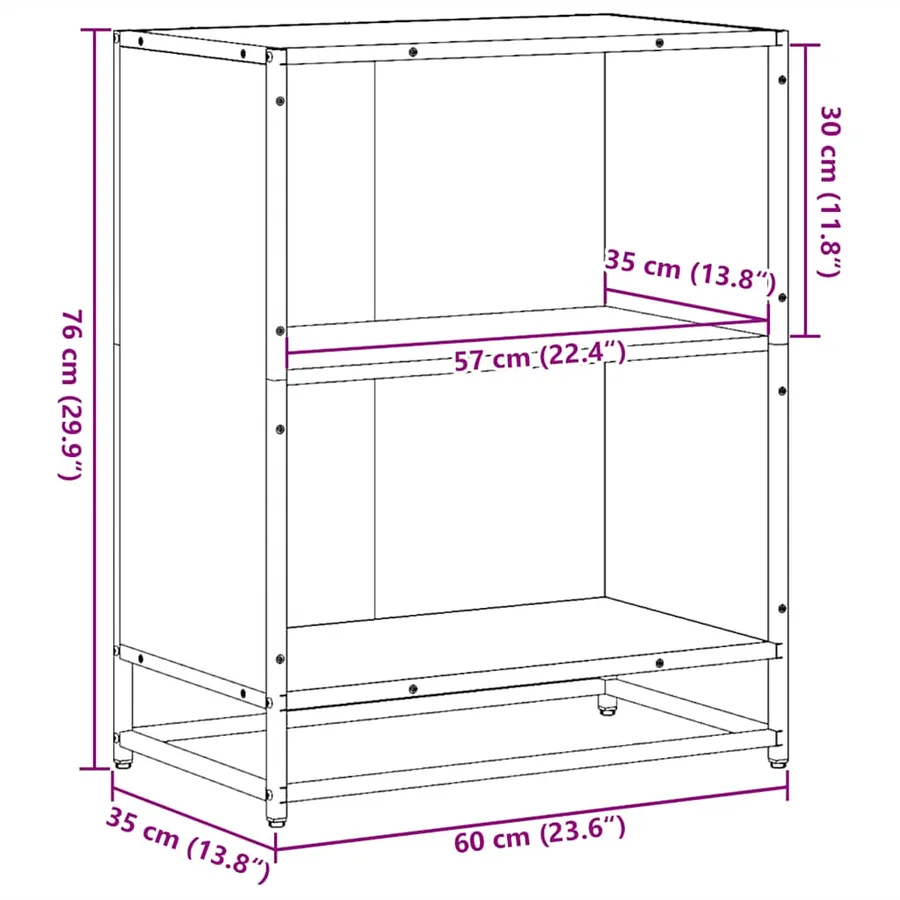 Bibliothèque chêne sonoma 60x35x76 cm bois d'ingénierie - 9