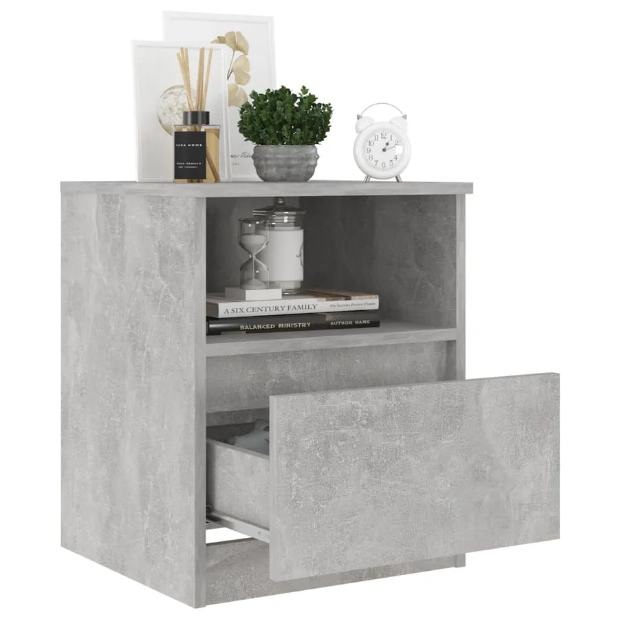 Table de chevet gris béton 40x40x50 cm bois d'ingénierie - 6