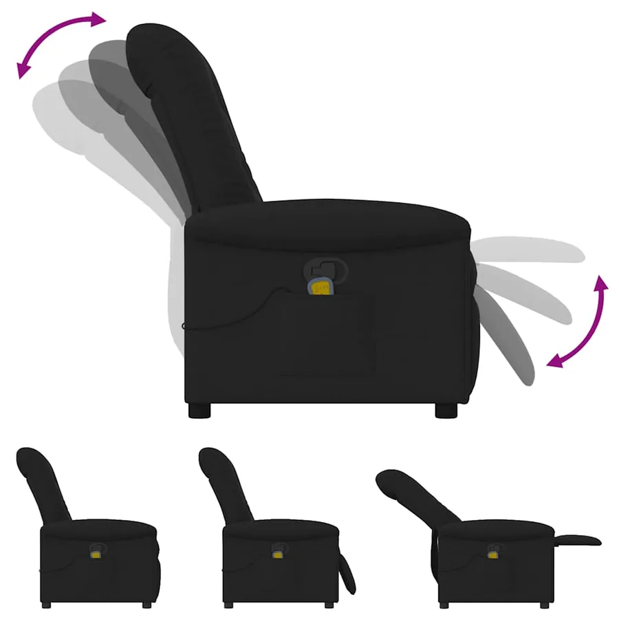 Fauteuil de massage inclinable Noir Tissu - 7