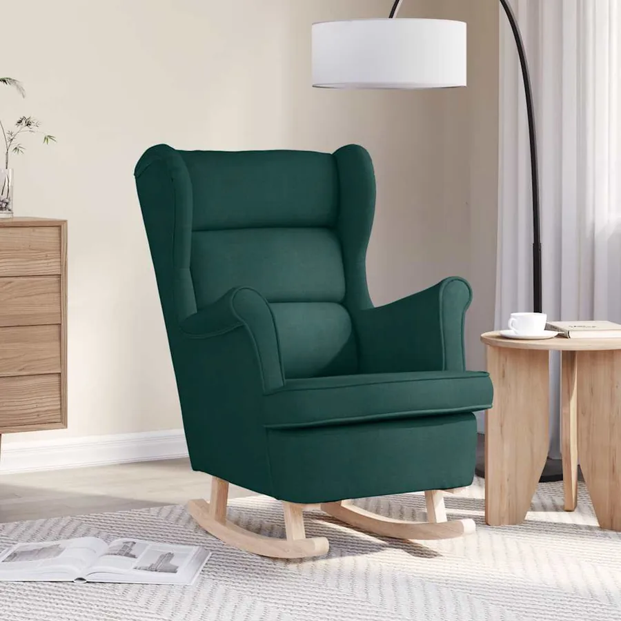 Chaise à bascule vert foncé 74x90x102 cm tissu