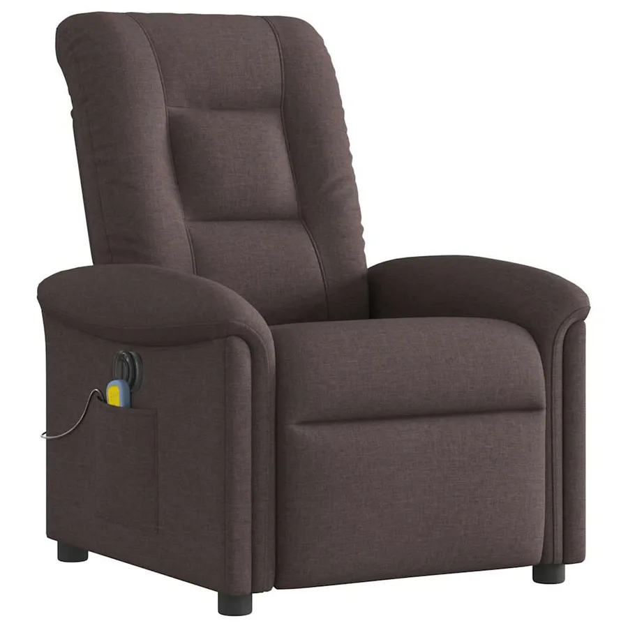 Fauteuil de massage inclinable électrique Marron foncé Tissu - 4