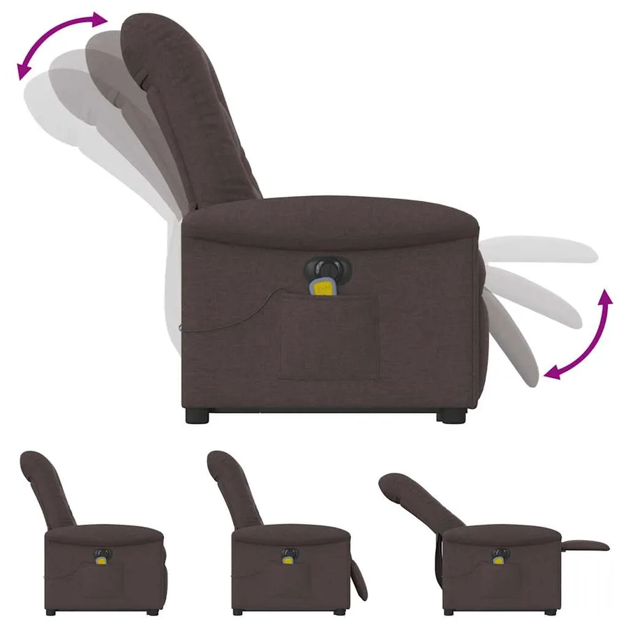 Fauteuil inclinable de massage électrique Marron foncé Tissu - 8