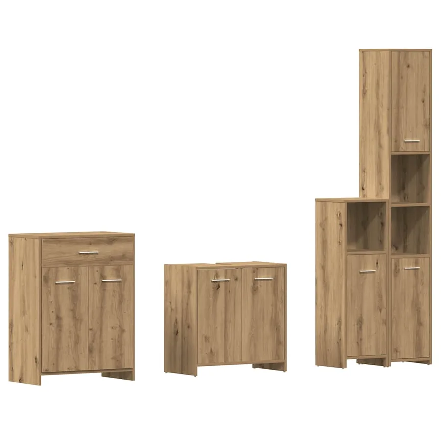 Ensemble de meubles salle de bain 4 pcs bois d'ingénierie - 2
