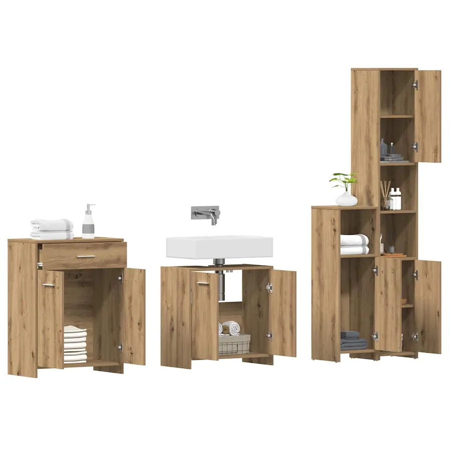 Ensemble de meubles salle de bain 4 pcs bois d'ingénierie - 3