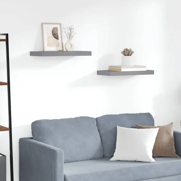 Étagères murales flottantes 2 pcs gris 50x23,5x3,8 cm MDF