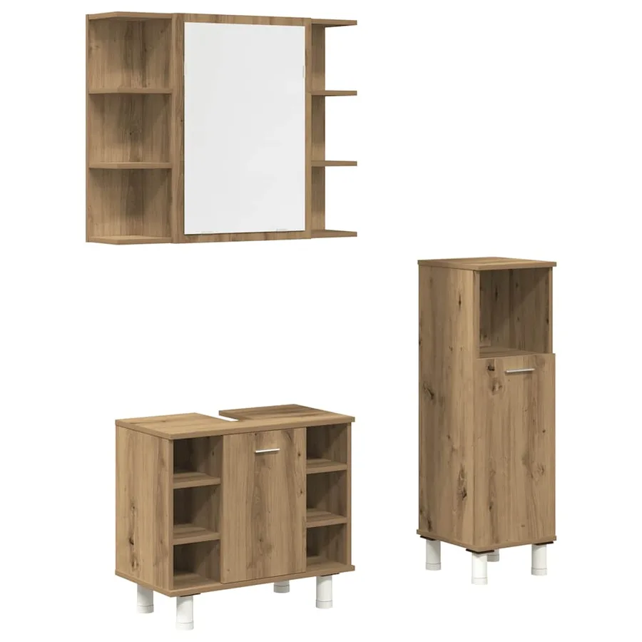 Ensemble de meubles salle de bain 3 pcs bois d'ingénierie - 2