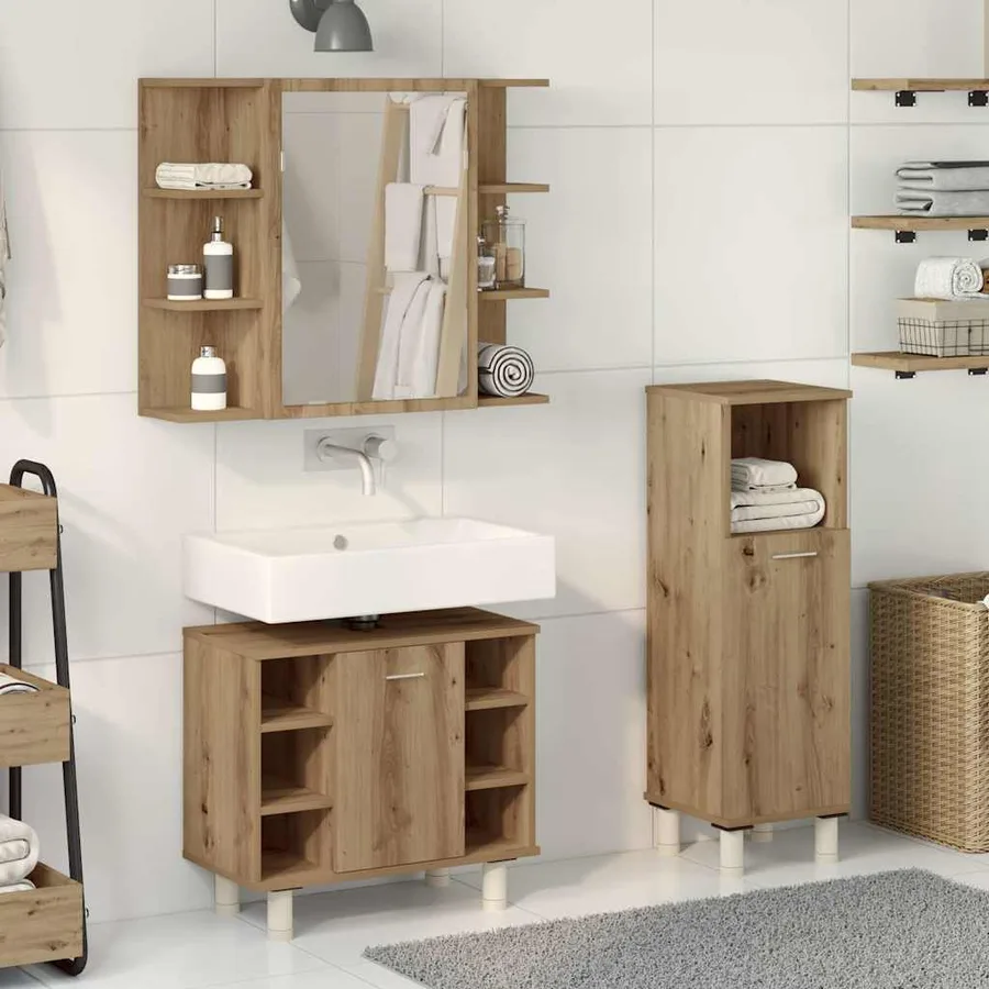 Ensemble de meubles salle de bain 3 pcs bois d'ingénierie - 3