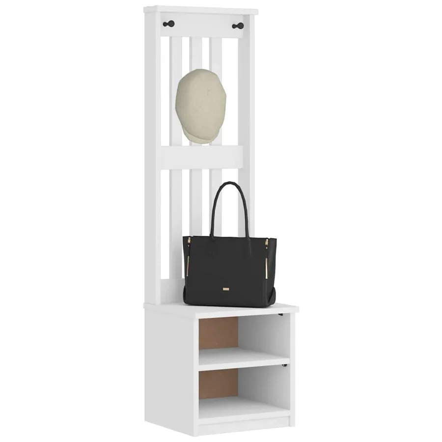 Portemanteau SANDNES blanc 45x40x159,5 cm bois massif pin