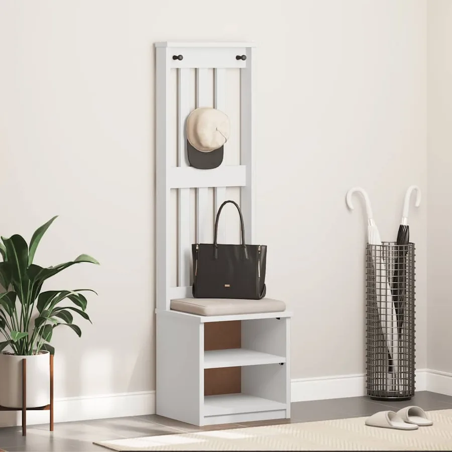 Portemanteau SANDNES blanc 45x40x159,5 cm bois massif pin - 3