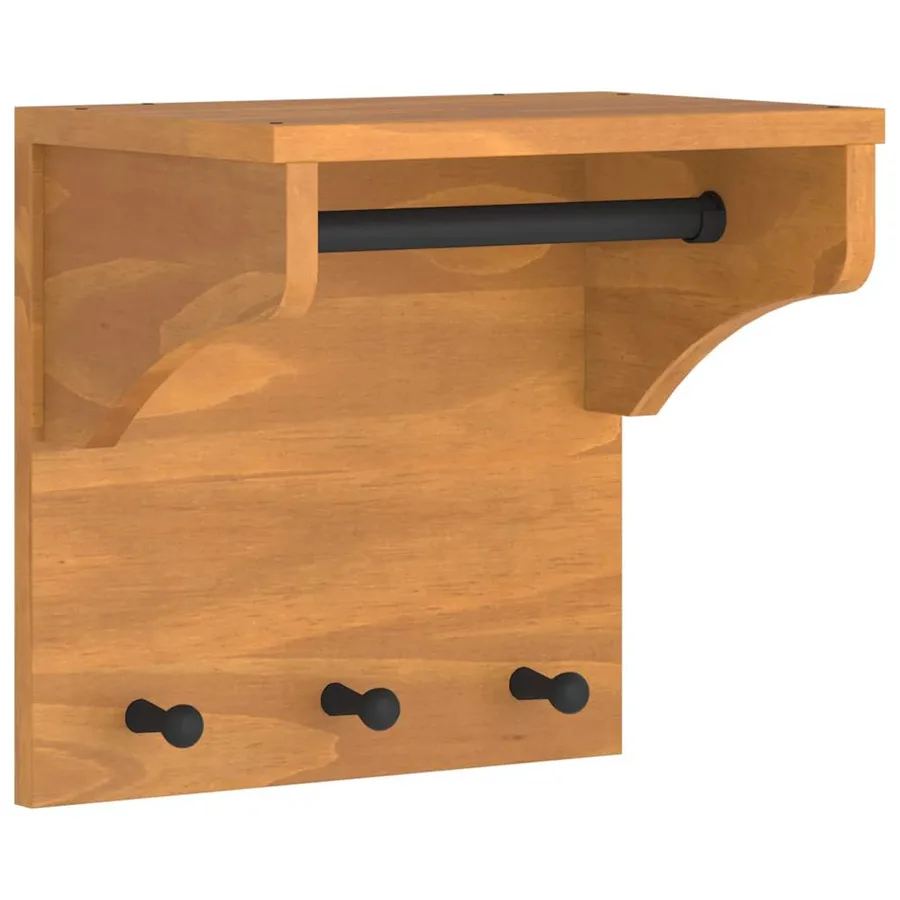 Porte-manteau mural SANDNES 43x30x42 cm bois massif pin - 2