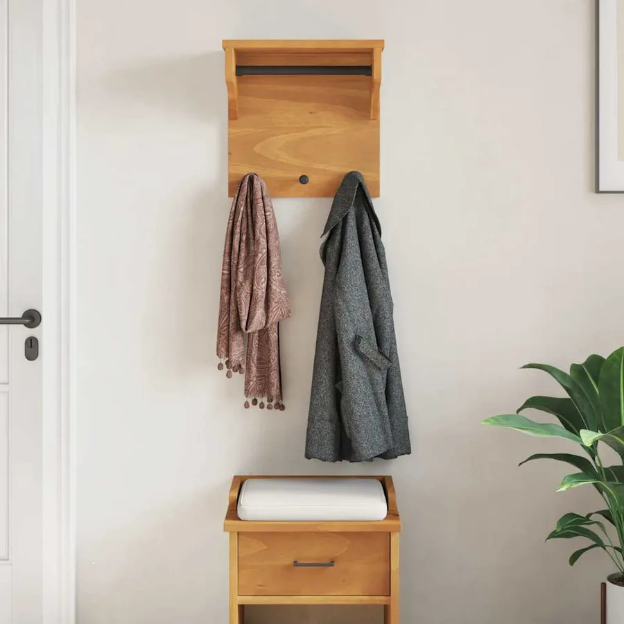 Porte-manteau mural SANDNES 43x30x42 cm bois massif pin - 3