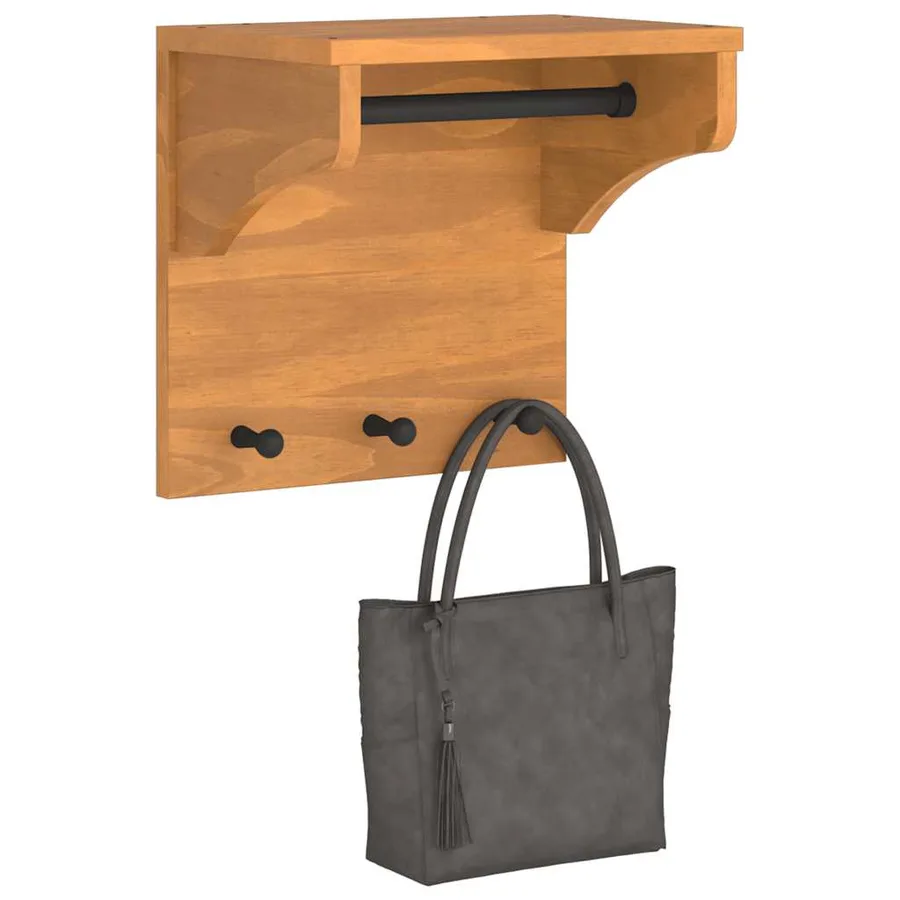 Porte-manteau mural SANDNES 43x30x42 cm bois massif pin - 4