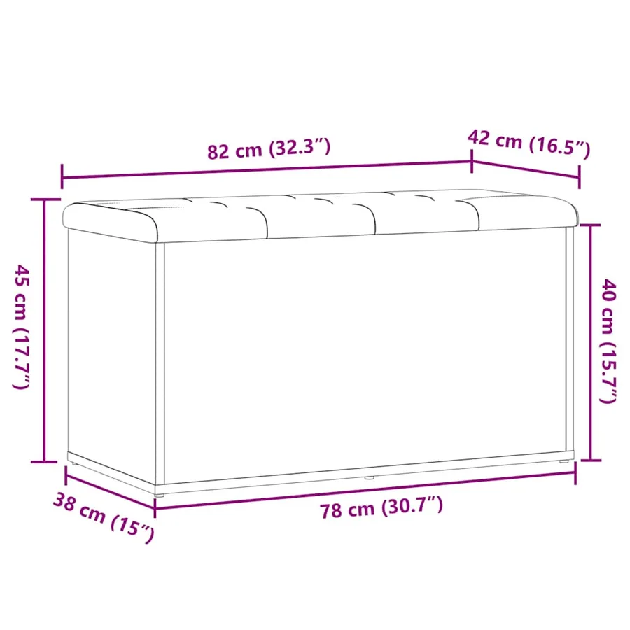 Banc de rangement vieux bois 82x42x45 cm bois d'ingénierie - 8