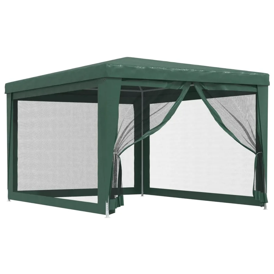 Tente de fête avec 4 parois latérales en maille Vert 3x4 m PEHD - 2