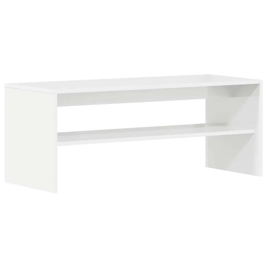 Meuble TV Blanc brillant 100 x 40 x 40 cm Aggloméré - 2