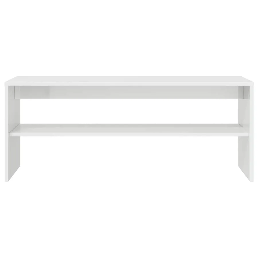 Meuble TV Blanc brillant 100 x 40 x 40 cm Aggloméré - 5