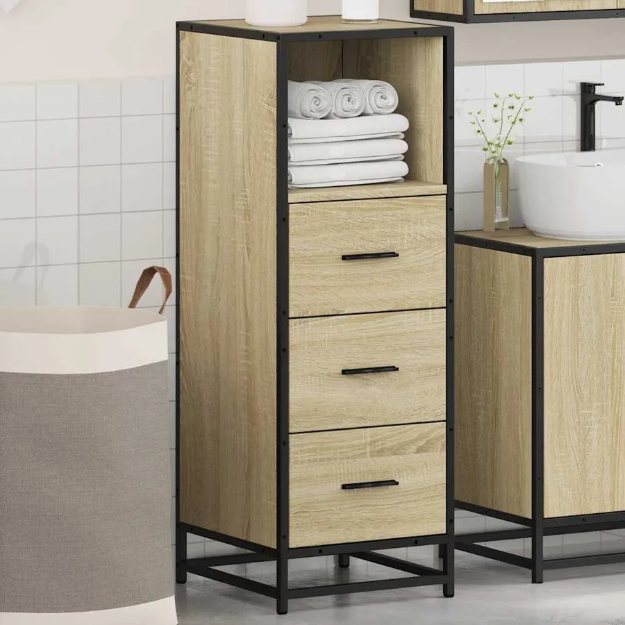 Armoire de salle de bain chêne sonoma 35x37,5x100 cm - 4