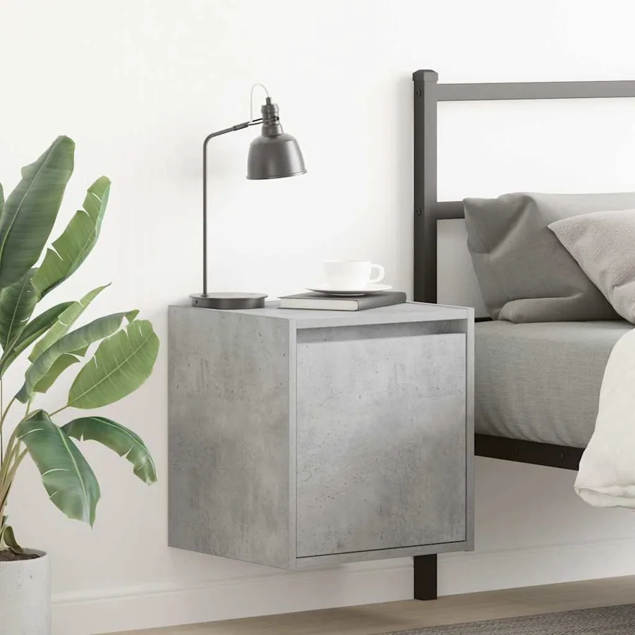 Tables de chevet murales 2 pcs gris béton 38x34x40 cm