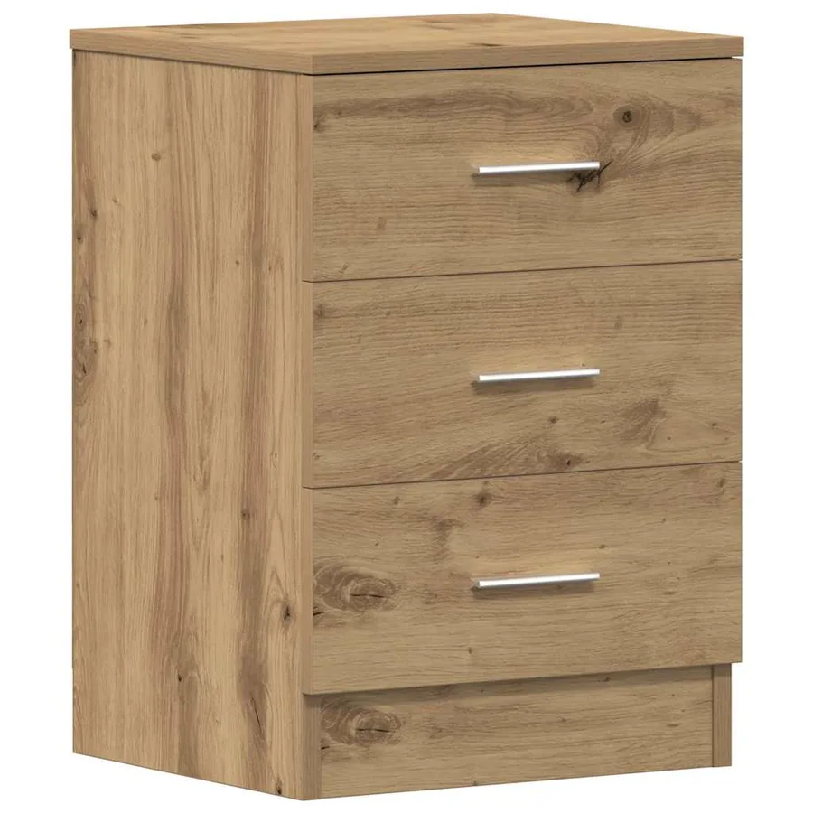 Table de chevet chêne artisanal 38x35x55 cm bois d’ingénierie - 2